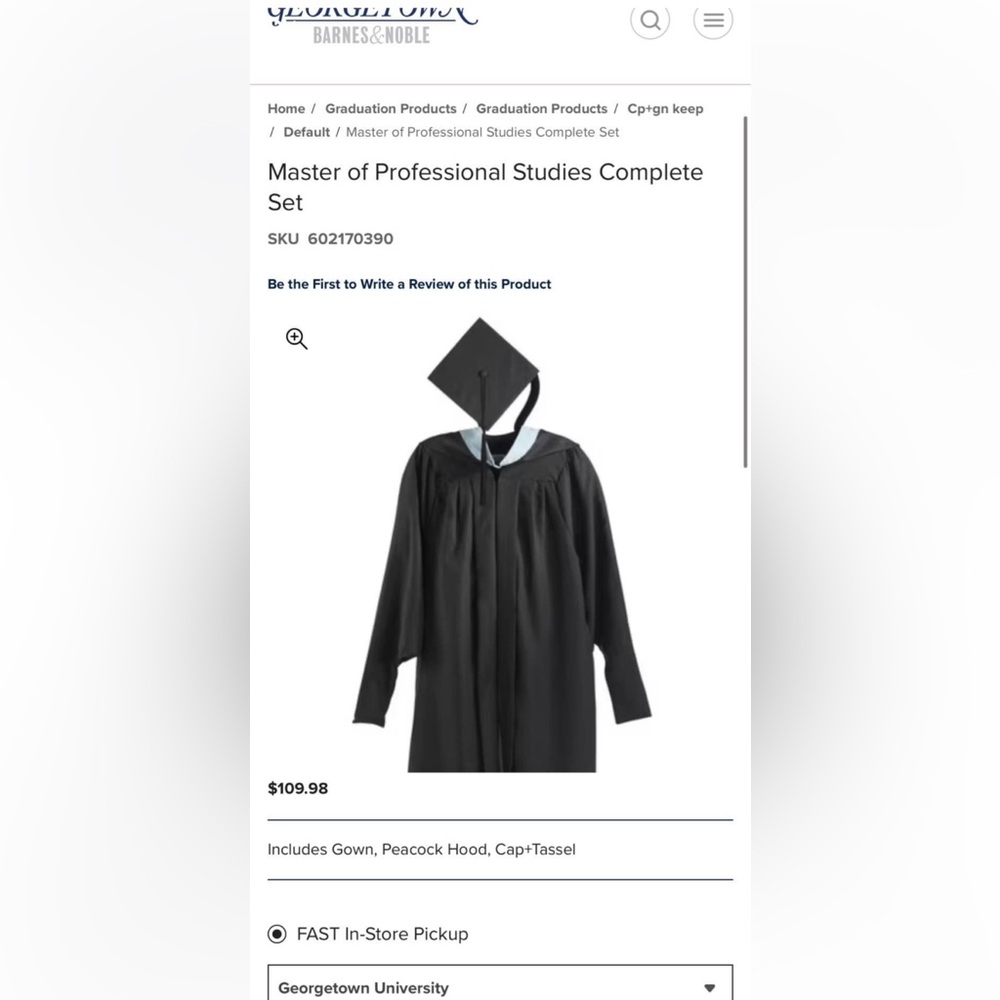 Black Graduation Gown and Cap Set georgetown academic commencement regalia